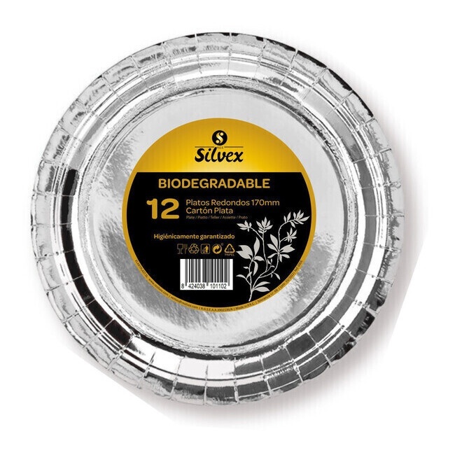 17 cm bunte Pappteller - 12 Stück.