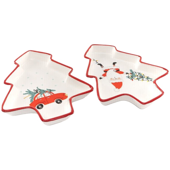 Keramik Weihnachtsbaumteller mit Weihnachtsmann-Motiv - 1 Stück, 22,6 cm