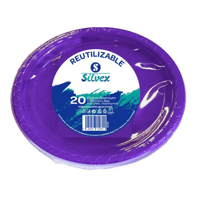 17 cm bunte Kunststoffteller - 20 Stück.