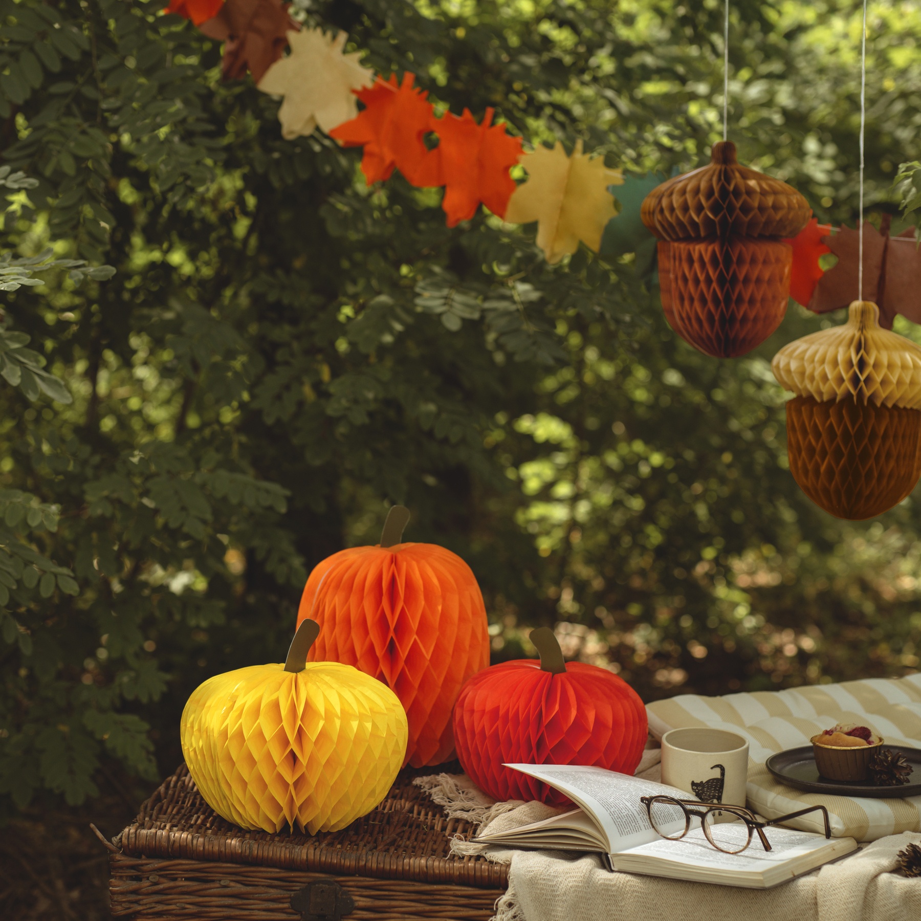 Wabenpapier-Kürbisse - 3 Stück - 2