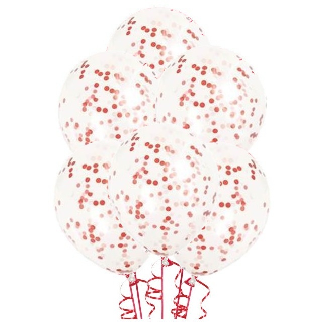 Transparente Latexballons mit Konfetti 30 cm - Qualatex - 6 Stück.
