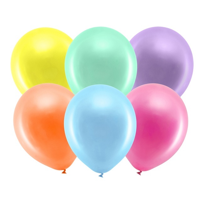 Regenbogen Metallic Latex Luftballons 30cm - PartyDeco - 10 Stk.