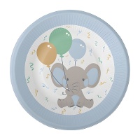 Elefanten-Baby-Teller 22 cm - 8 Stück.