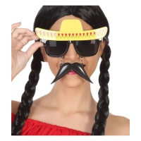 Schwarze Brille mit mexikanischem Hut und Schnurrbart