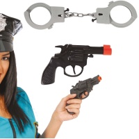Polizeipistole und Handschellen - 22 cm