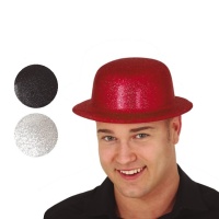 Bowlerhut aus Plastik mit Glitzer - 55 cm