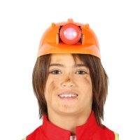 Orangefarbener Handwerkerhelm mit Licht für Kinder - 50 cm