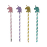 Einhorn Glitzerstift mit Radiergummi - 1 Stk.