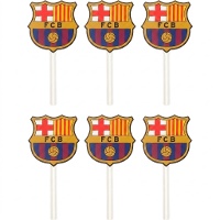 Tortenstecker mit FC Barcelona-Wappen - 6 Stück