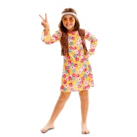 Hippie-Kostüm mit Blumen für Mädchen