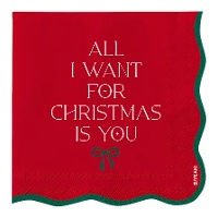 Mistelzweig-Servietten mit roter Schleife - 20 Stück