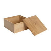 Quadratische Bambus?Wattebox mit Deckel