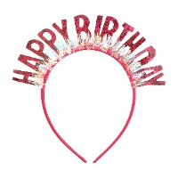 'Happy Birthday'-Haarreif in Fuchsia mit Glitter
