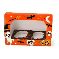 Orange Halloween-Box für 2 Cupcakes - Azucren