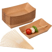 Fingerfood-Set mit Schalen (17 x 9,5 cm) und Spießen (15 cm) - 100 Sets