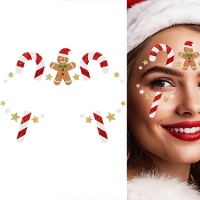 Weihnachtliche Gesichtsschmuck-Aufkleber mit Lebkuchen und Glitzer