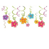 Dekorative Hawaii-Blumen-Anhänger - 12 Stück.