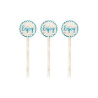 Blaue lustige Holzstäbchen - 12 Stück