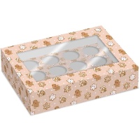 Schachtel für 12 Cupcakes mit Lebkuchenmann-Motiv - 2 Stück