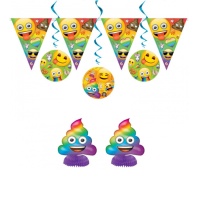 Regenbogen-Emoticons Dekorationsset - 7 Stück