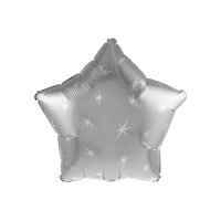 Silberner Stern-Ballon mit Glitzer 45 cm - 1 Stück
