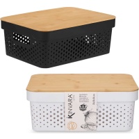 Gelochte Kiste mit Bambusdeckel - 36 x 26 x 14 cm - 1 Einheit