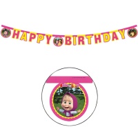 Mascha und der Bär Happy Birthday Girlande - 2,00 m