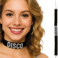 Choker mit 'DISCO'-Buchstaben und funkelnden Strasssteinen