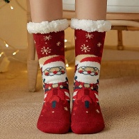Nikolaus-Socken mit Teddyfell-Bündchen - Größe 36-42 - 1 Paar