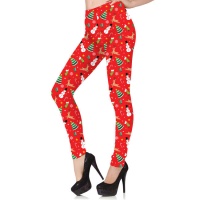 Rote Weihnachtsleggings mit Schneemann