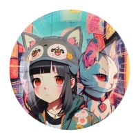 Manga-Teller mit 22,5 cm Durchmesser - 10 Stück