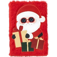 Plüsch-Notizbuch mit Weihnachtsmannmotiv, 21 x 15 cm