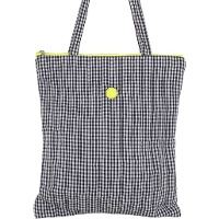 Vichy-Stofftasche mit neonfarbenem Reißverschluss