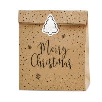 Fröhliche Weihnachten 27 x 25 x 11 cm Kraft-Geschenkumschlag mit Punkten - 3 Stück.