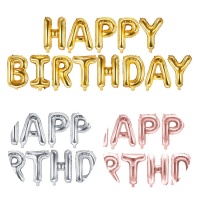 Metallisierte Happy Birthday Buchstabenballons 35 cm - PartyDeco