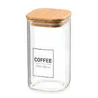 Borosilikatglasbehälter 1,2 L mit Bambusdeckel Coffee