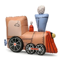 Aufblasbarer Dampfzug-Ballon zum Aufstellen, 76 x 72 cm