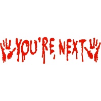 Roter Gel-Aufkleber für Fenster 'You're Next'