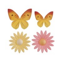 Schmetterlinge und Blumen Waffeln - Dekora - 8 Einheiten