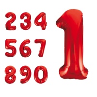 Roter Zahlenballon 86 cm - 1 Stück
