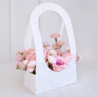 Papierblumenkorb mit floralem Design, 38,5 cm