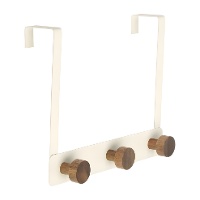 Über-Tür-Garderobe, 3 Haken, Creme mit Akazienknöpfen