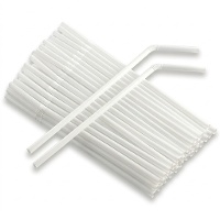 Flexible weiße Trinkhalme aus Kunststoff, 21 cm - 200 Stück
