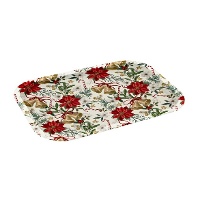 Tablett 40 x 28,5 cm aus Metall mit Weihnachtsblumenmotiv