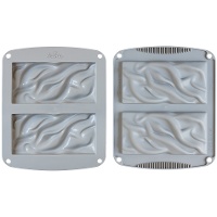 Silikonform für gewellte Schokoladentafeln, 17,20 x 20,70 x 2 cm - 2 Mulden - Decora
