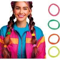 Neon-Haargummis im 90er-Look - 5 Stück