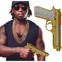 Goldene Deko-Pistole mit Strass, 25 cm