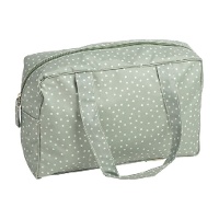 Grüne, wasserabweisende Kosmetiktasche mit Punkten, 31,5 x 20 x 9 cm