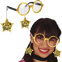 Goldene 'Happy New Year'-Brille mit Sternen