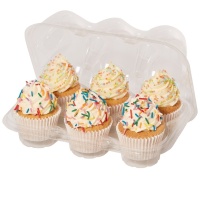 Box für 6 Cupcakes aus klarem Kunststoff - 3 Einheiten